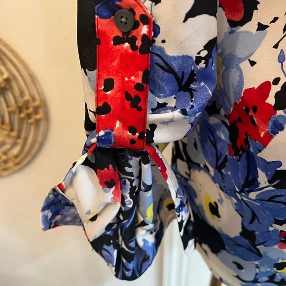 Jones New York Floral Blouse Officecore Quiet Luxury Retro Femme Maximalist M - Picture 6 of 9